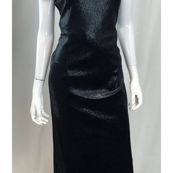 Vintage Lori Weidner 10 Black Shimmer Keyhole Embellished Open Back Maxi Dress M - Picture 5 of 9